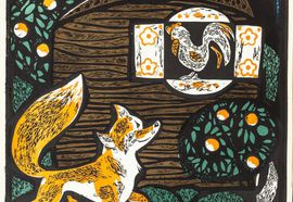 Brusilovsky_m._the_fox_and_the_cock._1984_linocut._42_x_42_cm_small